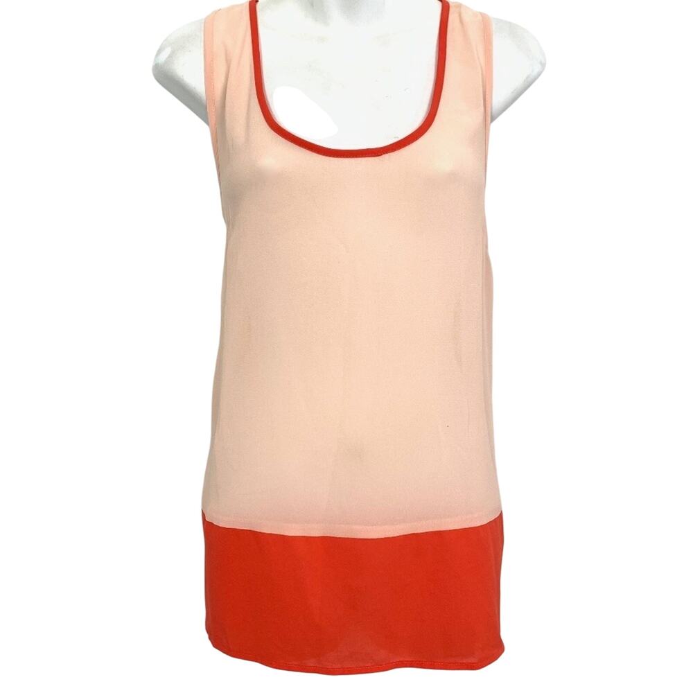 UMGEE USA Sleeveless Orange Pink Coral Boho Top Blouse Shirt Tank sz L